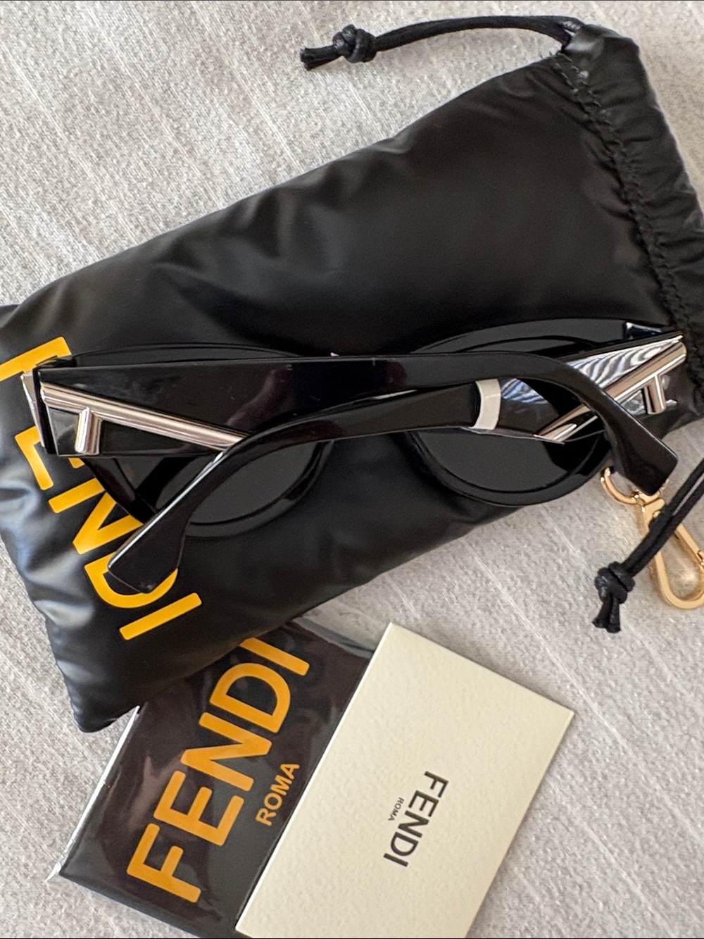 Fendi Black with Silver Hardware and Logo Pouch - Picture 6 of 6